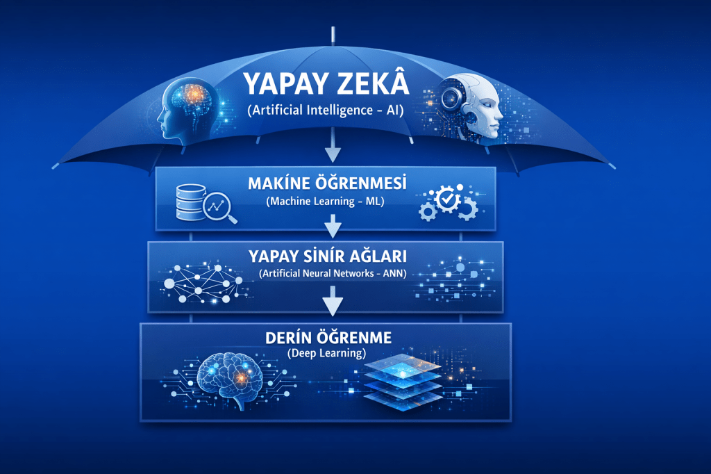 Yapay Zeka(AI), Makine Öğrenmesi ve Yapay Sinir Ağları Arasındaki İlişki
